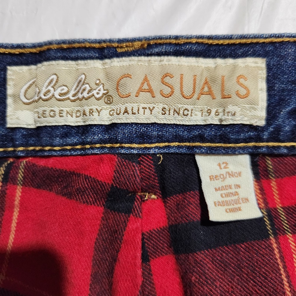 Cabela's Casuals Womens Red Fleece Lined Straight Blue Denim Jeans Size 12 - Picture 5 of 8